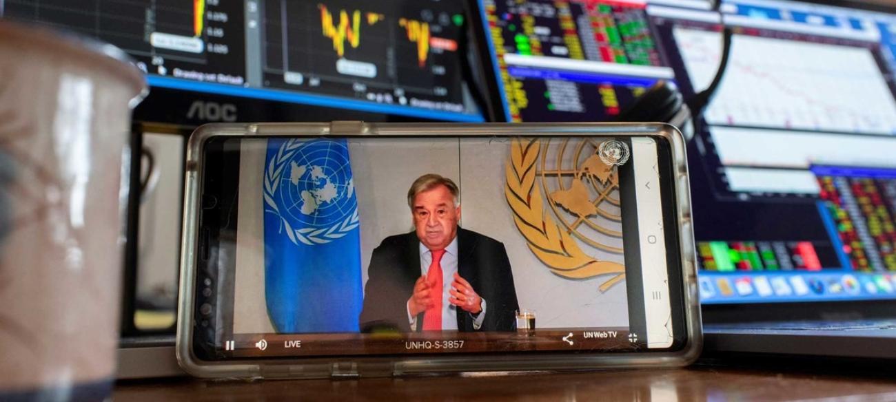 Guterres briefs the media on the socio-economic impacts of the COVID-19 pandemic